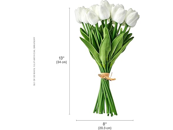 Mikasa Artificial White Tulip Bouquet, Set of 20