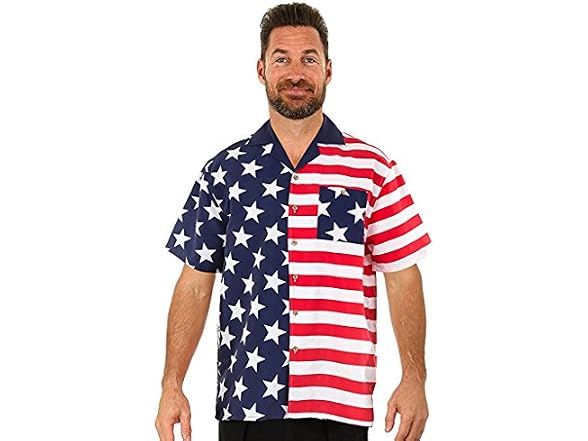 Uzzi Men (M) USA Flag Hawaiian Hpusa2 Shirt