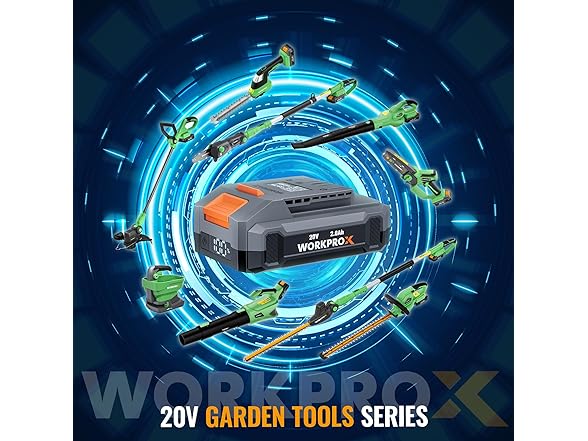 WORKPROX Cordless Hedge Trimmer Blue and Green