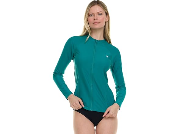 Hurley Womens Full-Zip Rash Guard Shirt