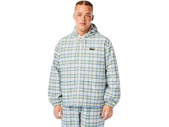 Lacoste Men’s Checked Hooded Track Jacket (S)