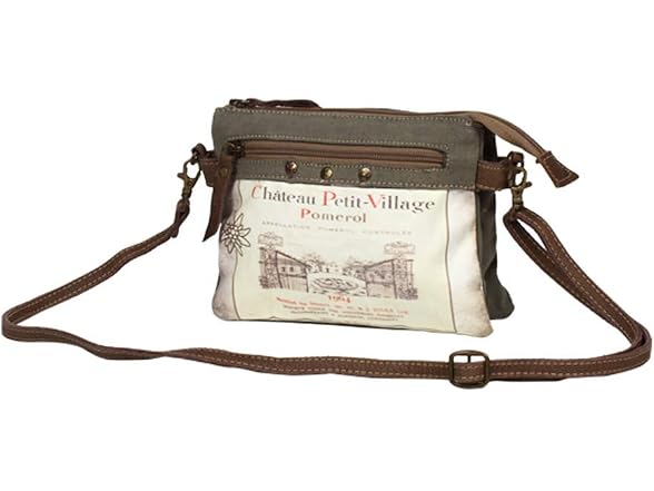 Myra Bag Pomerol Upcycled Canvas & Leather Small Crossbody Bag S