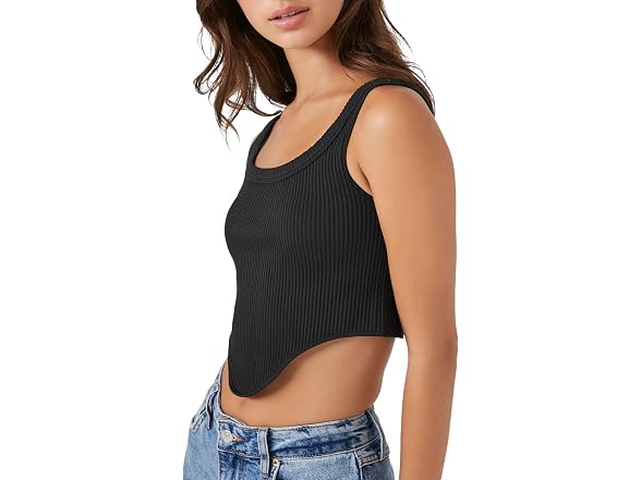 Forever 21 (L) Seamless Curve-Hem Cropped Top