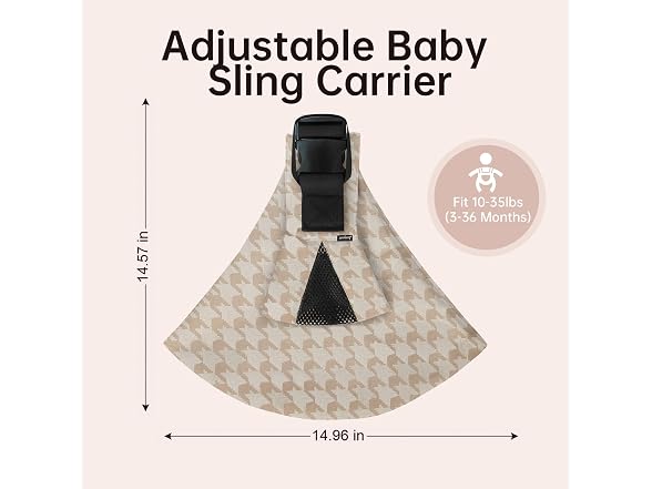 Jamyum Baby Sling Carrier Khaki Houndstooth