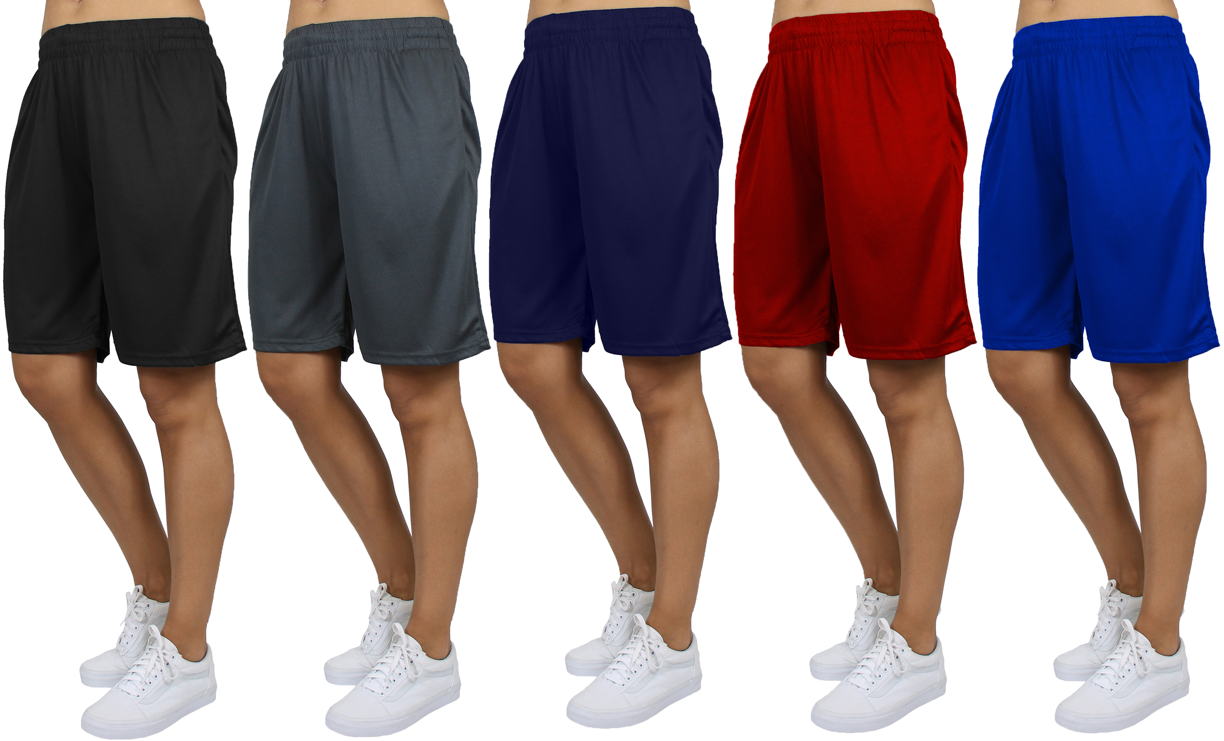 5Pk Womens Moisture Wicking Mesh Shorts - Gallery 8