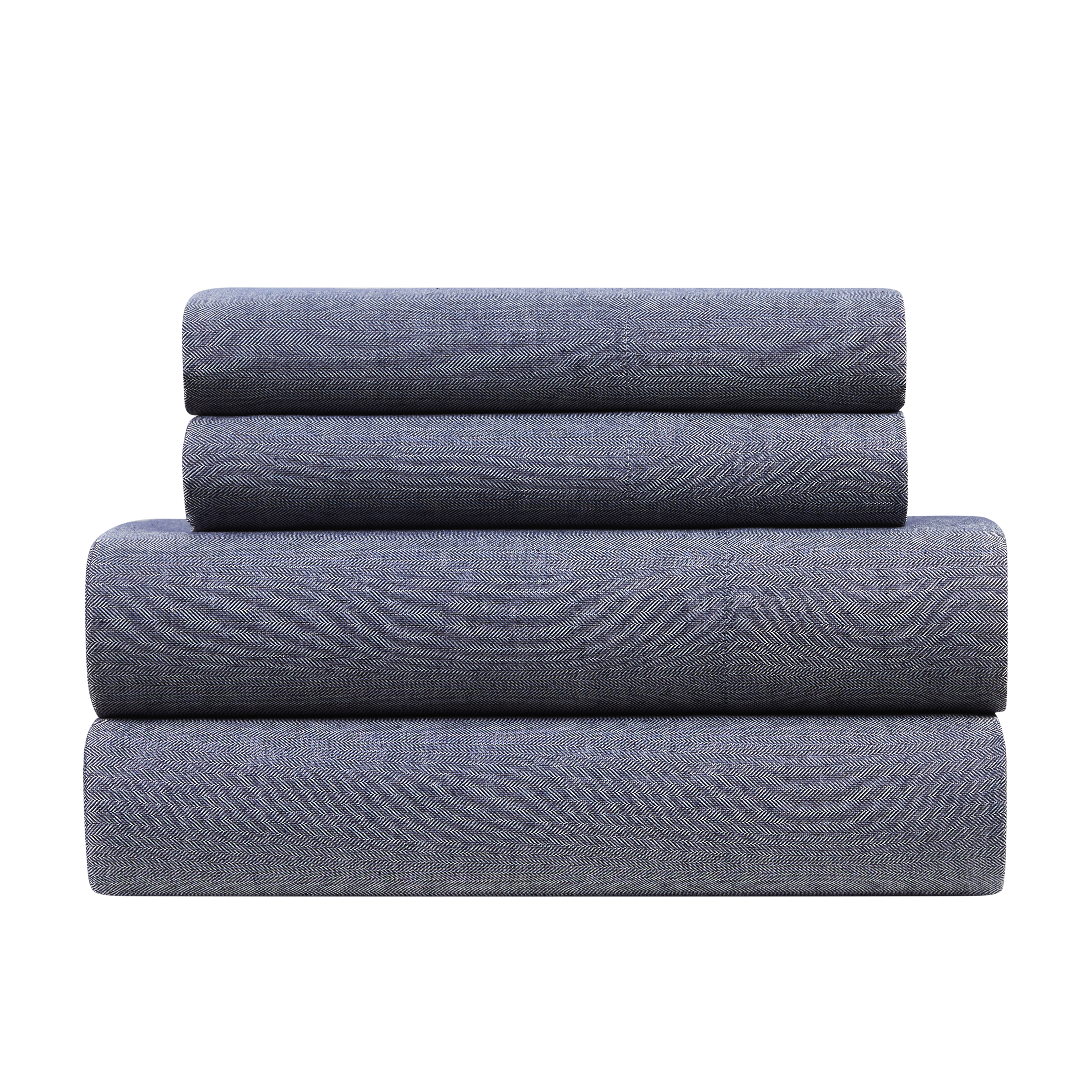 Herringbone Twill 4 Piece Cotton Rich Sheet Set - Gallery 15