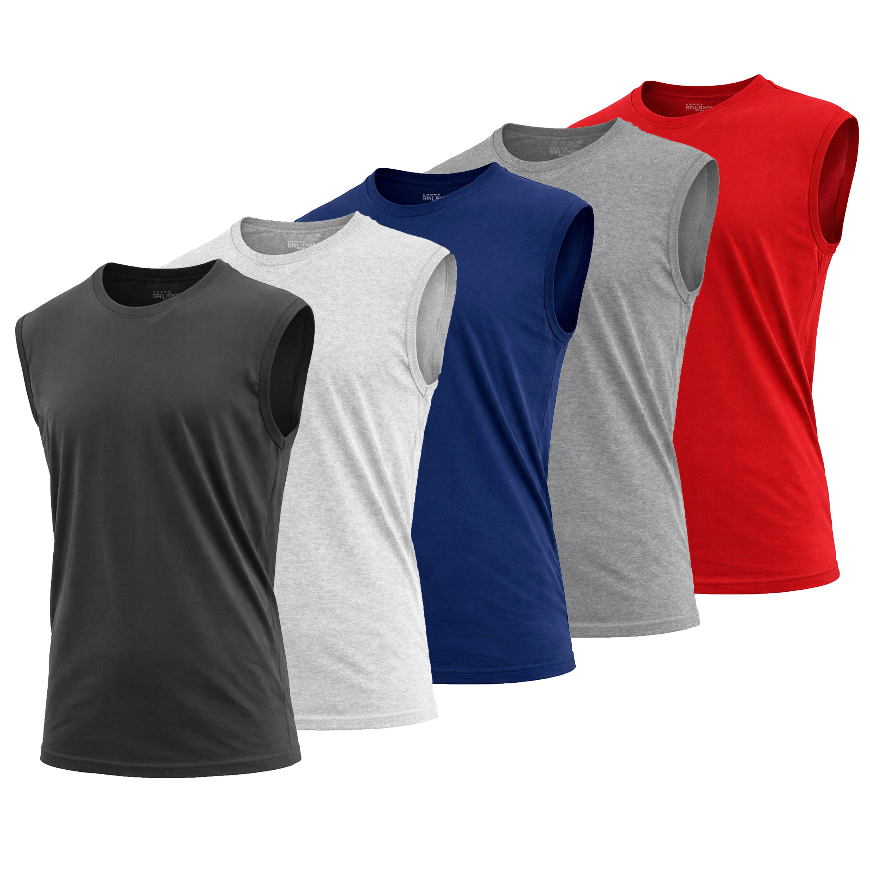 5Pk Mens 100% Cotton Muscle Tee - Gallery 9