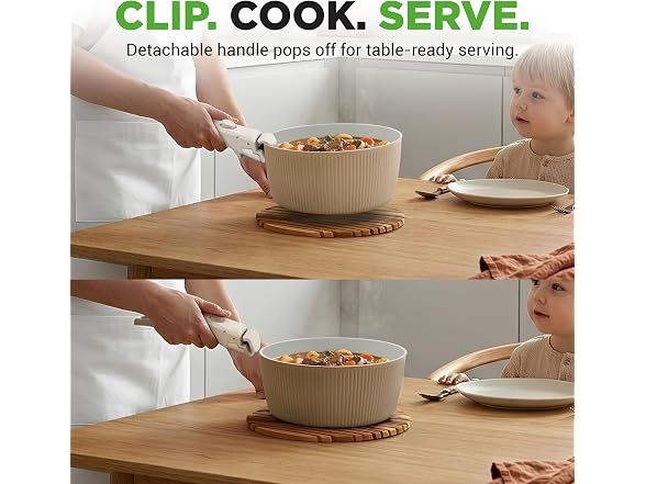 NutriChef 18-Piece Ceramic Cookware Set Cream
