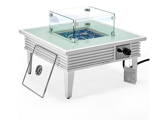 LeisureMod Walbrooke Modern Outdoor Square Fire Pit Table White
