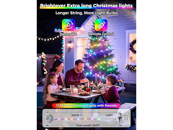 Brightever 360FT 1100 LED Christmas Lights with Remote