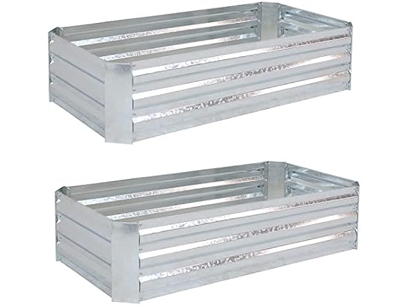 Sunnydaze Rectangle Galvanized Steel Garden Beds, 2pk