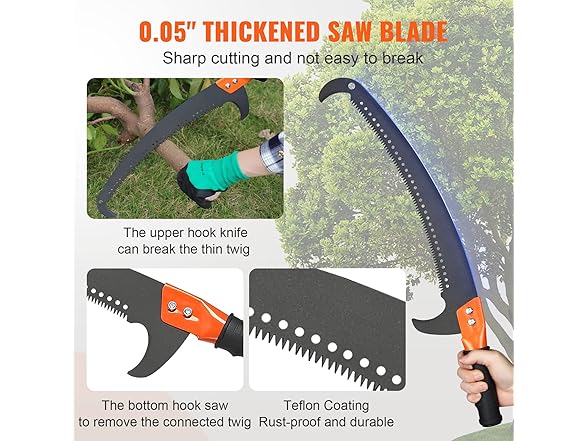VEVOR Manual Pole Saw, 7.3-27 ft 