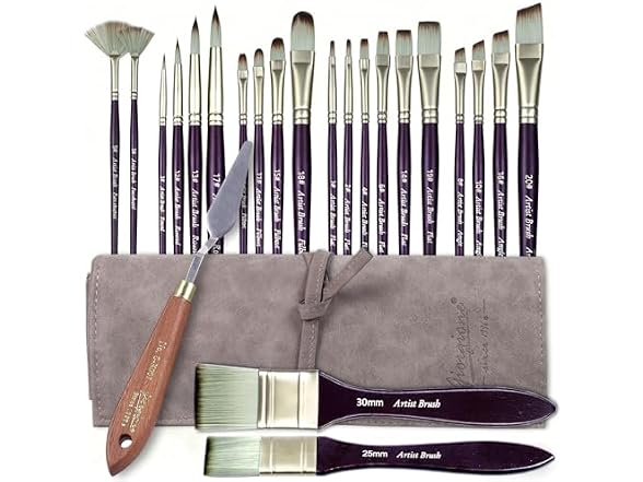 23pcs Paint Brush & Palette Knife Set