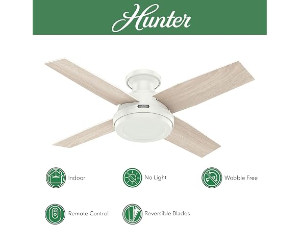 Hunter Fan 44" Fresh White w/ Remote