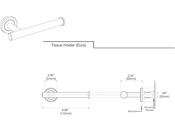 Gatco Latitude II European Tissue Holder, 6.88"
