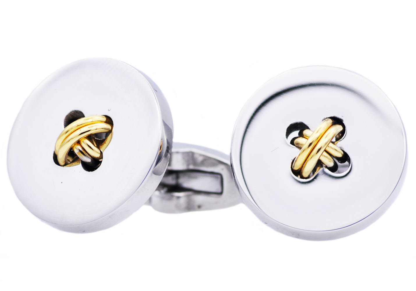 2 Tone Gold Button Cufflinks - Gallery 3