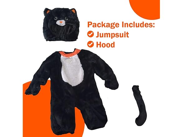 Black Polyester Baby Cat Jumpsuit with (18-24 Mo)