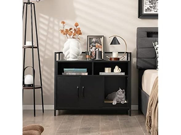 Tangkula Litter Box Enclosure, Black