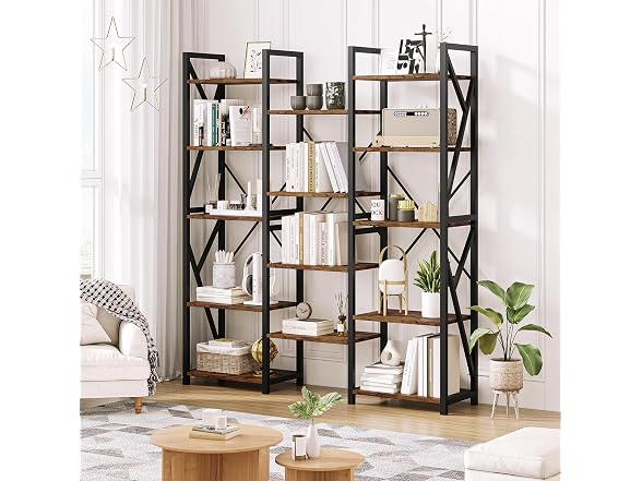 GAOMON Triple Wide 5-Tier Bookshelf