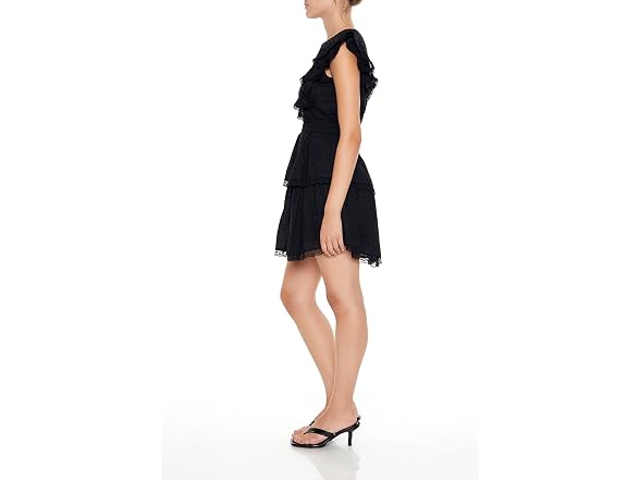 Forever 21  (M) Clip Dot Lace Ruffled Dress Black