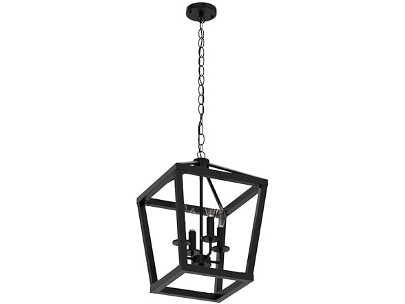 BrightHome Farmhouse Chandelier 4-Light, Black, 19.5"