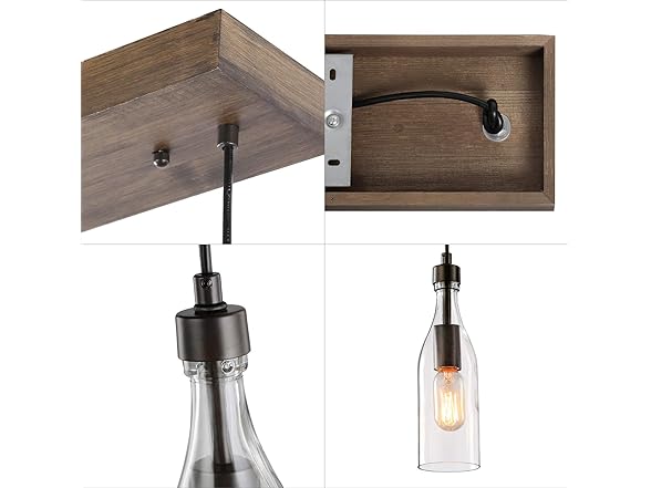 LNC Wooden Pendant Lights, 3 Pack