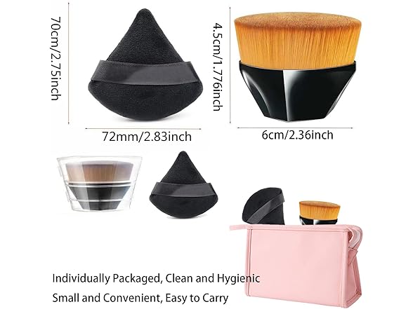 Triangle Powder Puffs and Kabuki Brush