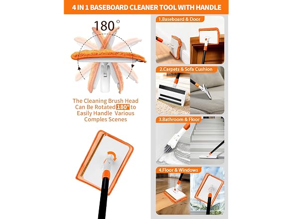 Freechangk 4-in-1 Baseboard Cleaner Tool