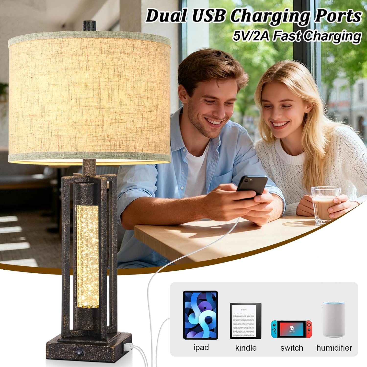 TOBUSA 26’’ Farmhouse Table Lamp for Living Room - Gallery 14