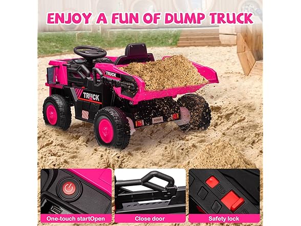 12V Ride On Dump Truck Pink