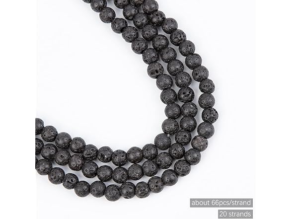 PH PandaHall 1320pcs (20 Strands) 6mm Natural Lava Beads