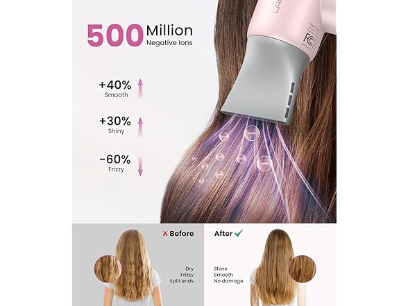 LAMPICK Travel Hair Dryer with Magnetic Diffuser