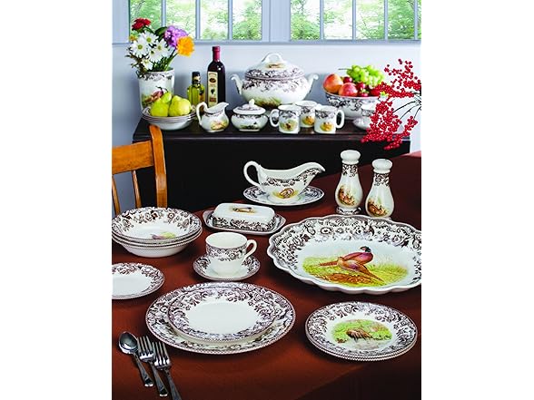 Spode Woodland Turkey Sauce Boat and Stand