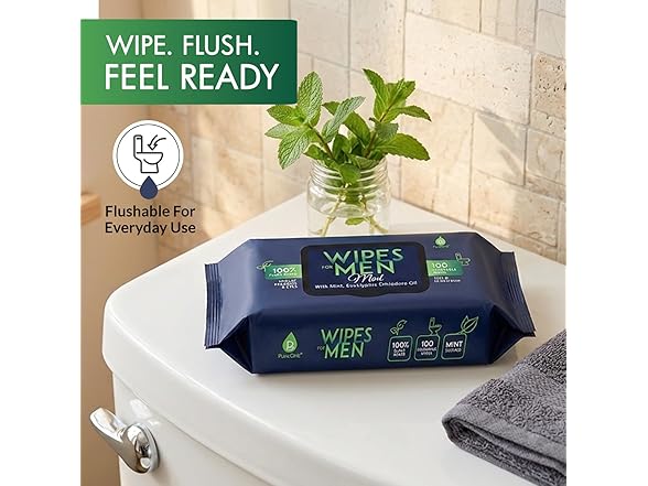 Pursonic Mens Soft Mint Flushable Wipes