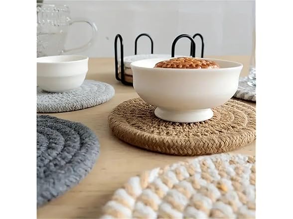 Cotton Woven 8-Piece Coasters Set