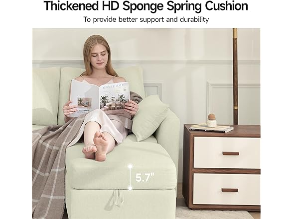 Winlice Convertible Ottoman Sectional Sofa Couch, Linen Fabr (Open Box)