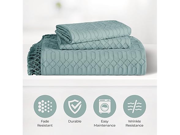 Superior Remi Cotton Blend 3 Piece Bedspread Set