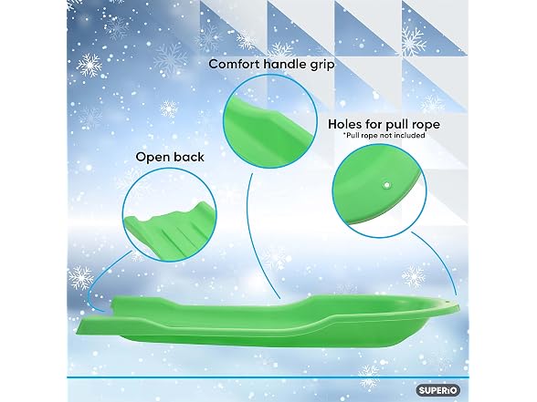 Superio Toboggan Snow Sled for Kids and Adults, 46"(Green), 12 PK