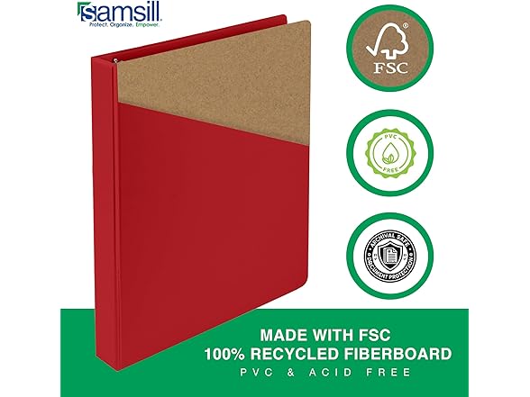 Samsill 0.5 Inch 3 Ring Binder - Red