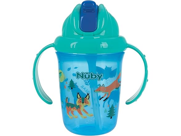 Nuby No-Spill Trainer Soft Straw Two Handle Cup, 2 Pack