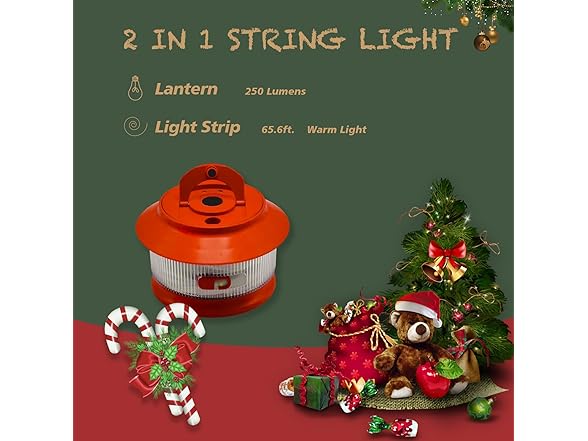 65.6ft Red Camping String Lights