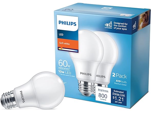 Philips LED Frosted Non-Dimmable A19 Light Bulb 8Pk