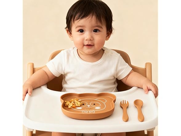 BabyX Baby Silicone Feeder Set, 3-pcs Jungle Wildlife