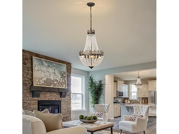 VerRon Crystal Chandelier, Antique French 4-Light