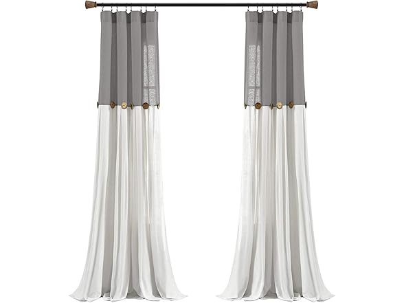 Lush Decor Linen Button Window Curtain Panel
