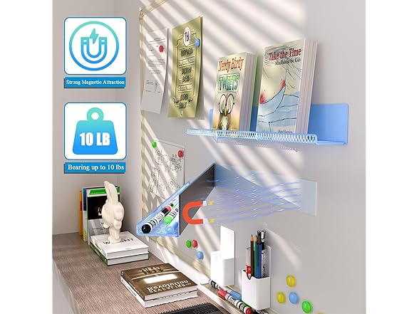 DTUQYX Magnetic Book Shelf for Whiteboard, 2PK