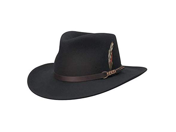 Scala Classico Men's Crushable Wool Blend Outback Hat - Casual Baseball Cap Style