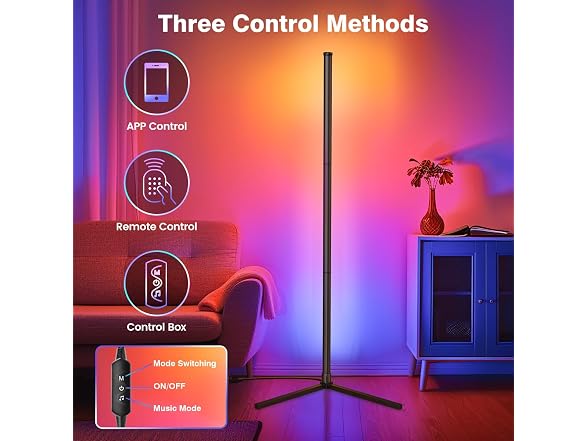 RIYO RGB Corner Floor Lamp App Remote