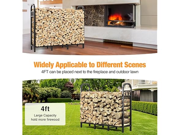 GREENER 4FT Firewood Rack Outdoor