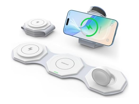 (2 PACK) 3-in-1 15W Travel Wireless Charger